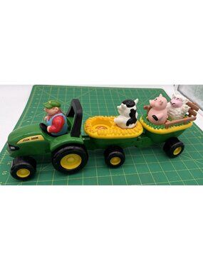 John Deere Old MacDonald ERTL Push Tractor with Farmer and Animals  Read Descrip